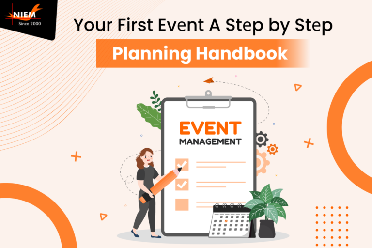 Comprehensive guide to event planning: an illustrated cover for an 'event management planning handbook