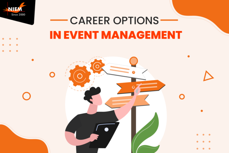 career paths in event management with an animated character examining directional signs