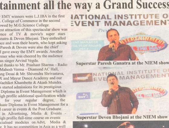  Ahmedabad Mirror reports the huge success of NIEM's unique Event Manager of the year awards.