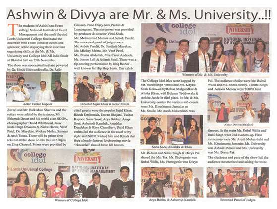 Ashwin and Divya are Mr. & Ms. University