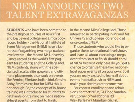 Education Times reports for NIEM.